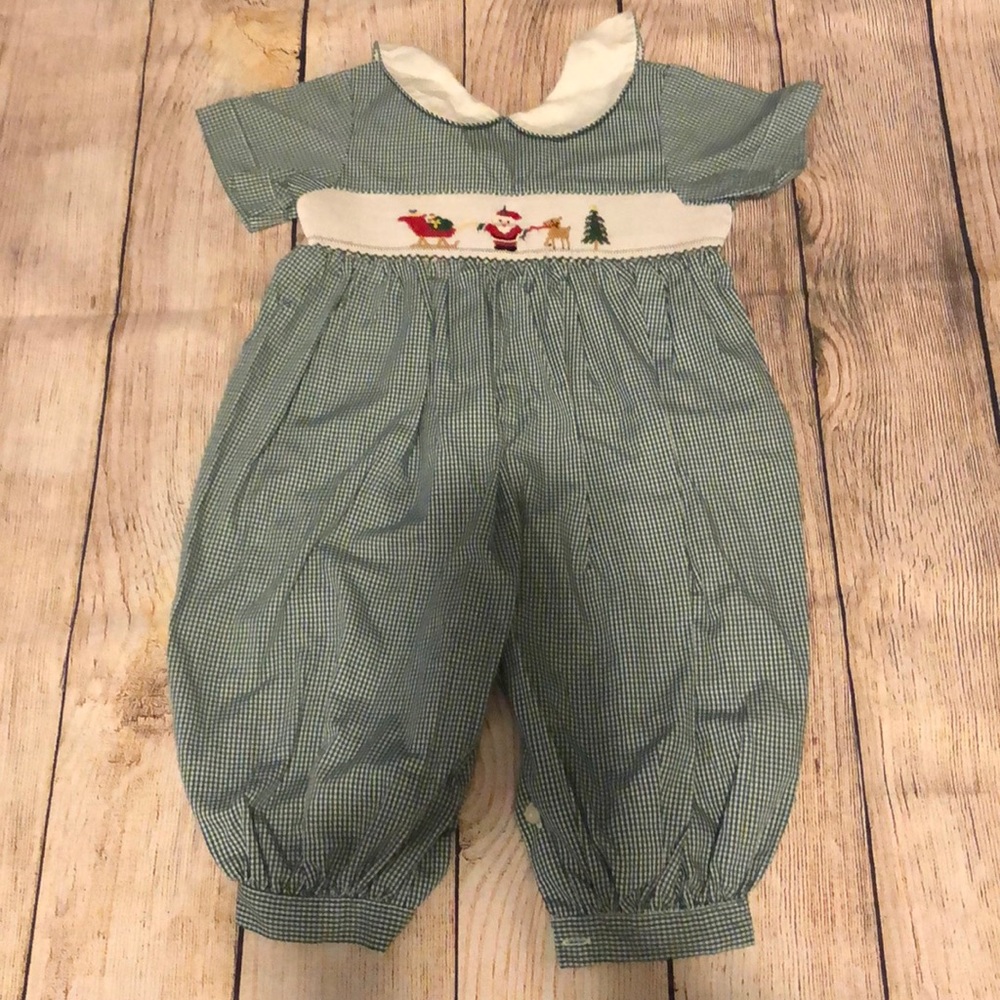 18 months boys collared smocked used longall romper buttons on legs. Sweet 🥰